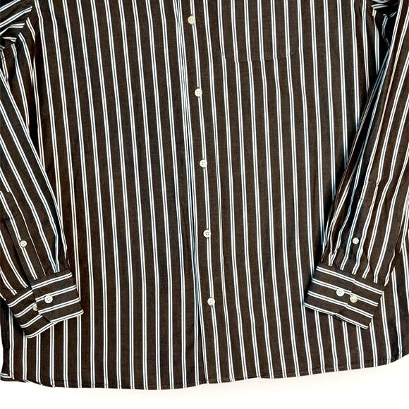 Duck Head Striped Long Sleeve Button Up Shirt Athletic Fit Mens XXL Brown White - Picture 4 of 11